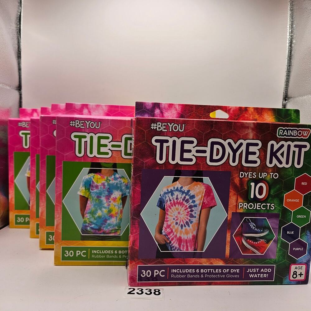 LOT OF 5 - 30 PIECES RAINBOW TIE DYE TSHIRT PROJECTS AGE 8+ NIB TOTAL 50 PROJECT